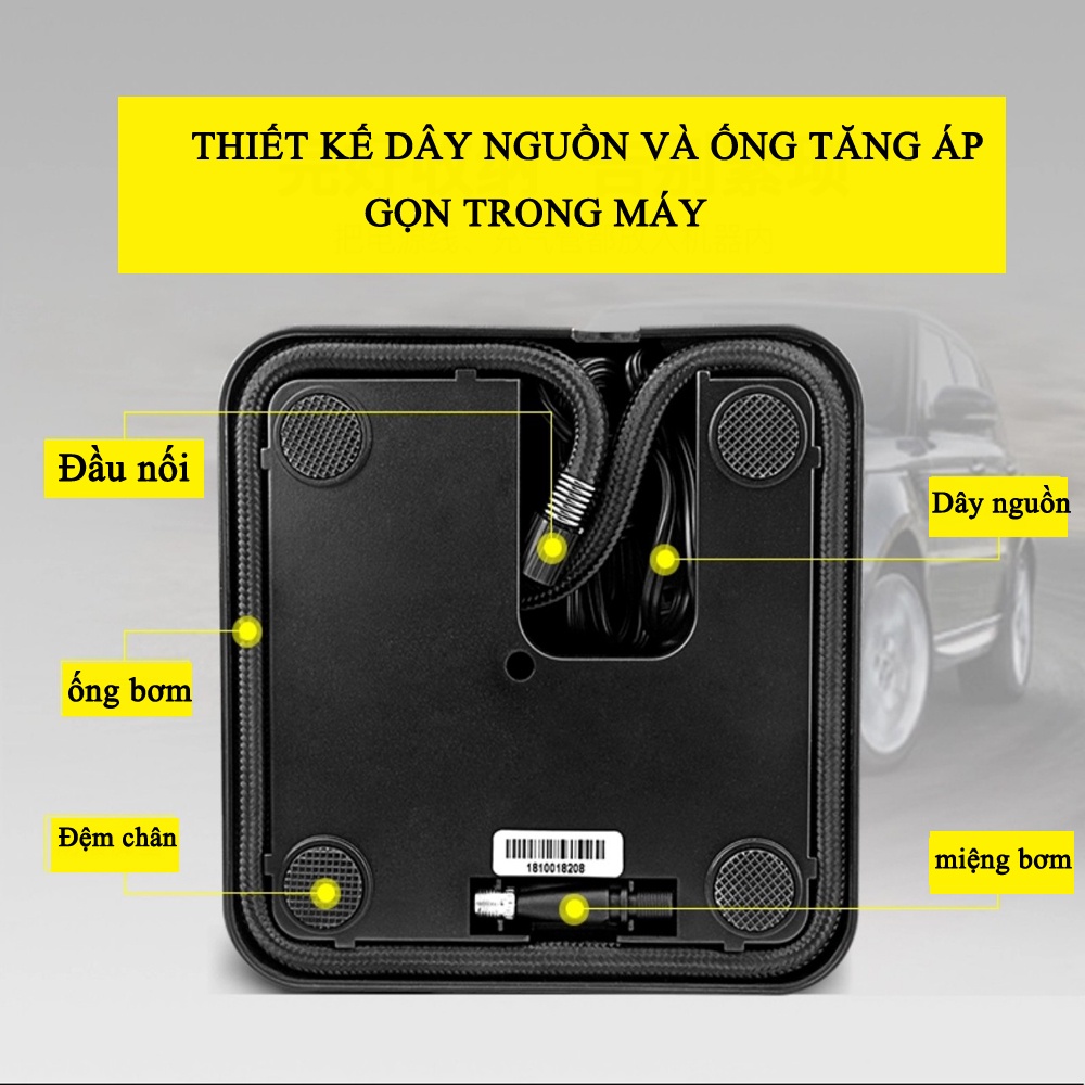 Bơm lốp ô tô 12v STEELMATE,Bơm ô tô 12v công suất 102W tự động ngắt,đèn LED chiếu sáng