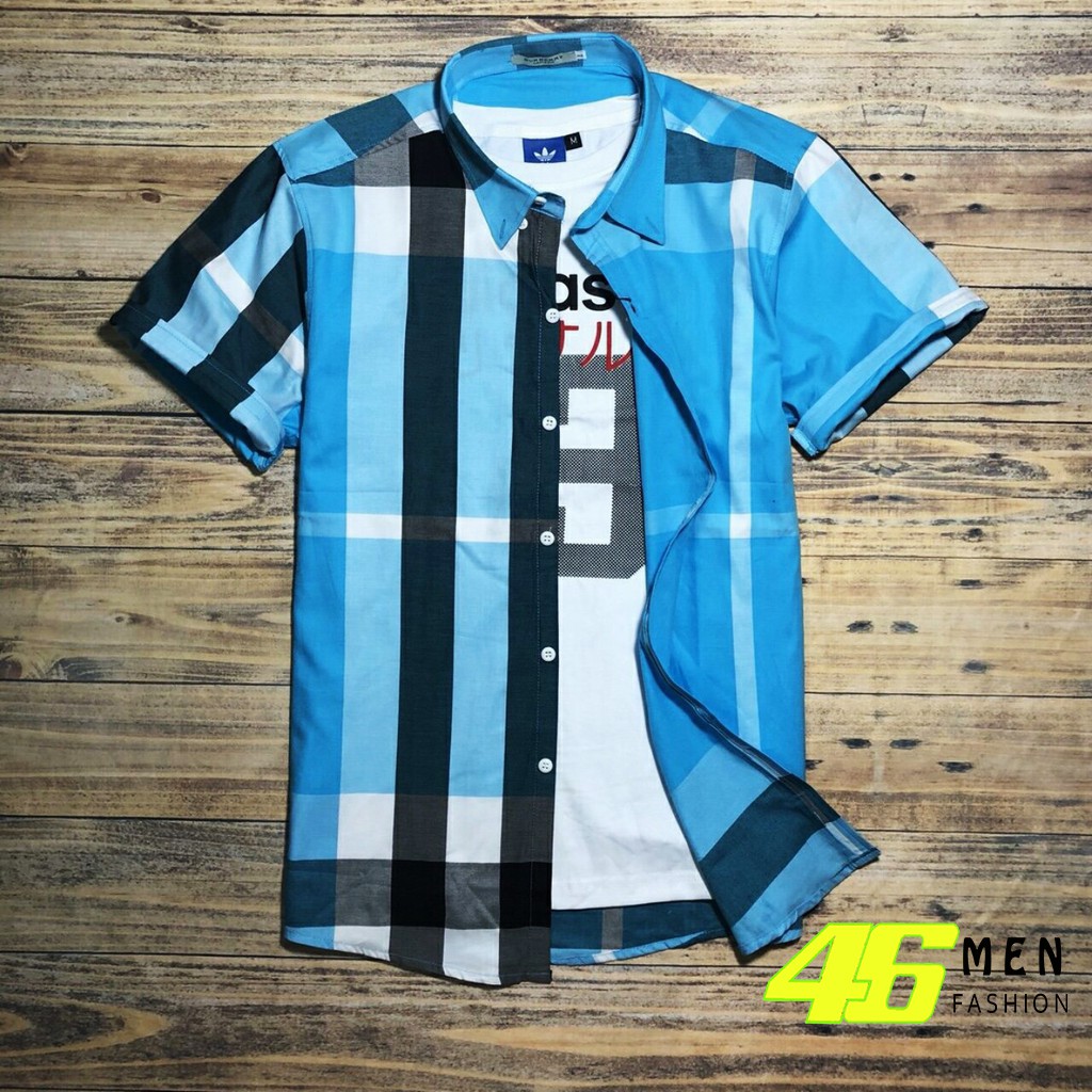 Áo sơ mi nam ngắn tay BBR sọc kẻ xuất khẩu cao cấp MFM317 | BigBuy360 - bigbuy360.vn