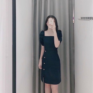 Đầm váy freesize tùng nút dừa 2 màu