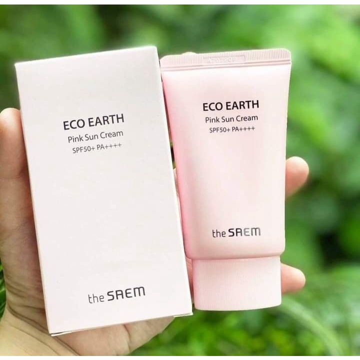 Kem chống nắng The Saem Eco Earth Pink Sun Cream SPF50+ (50g)