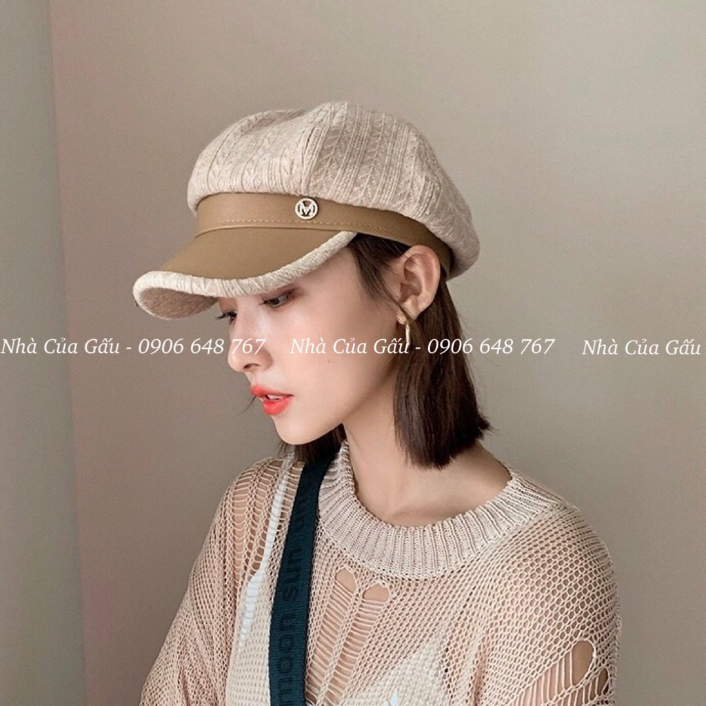 Mũ beret nữ vành da cao cấp sang chảnh