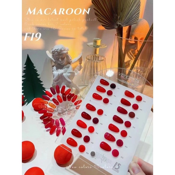 sơn gel vendeeni đỏ set 15 màu kèm bảng màu mã F19