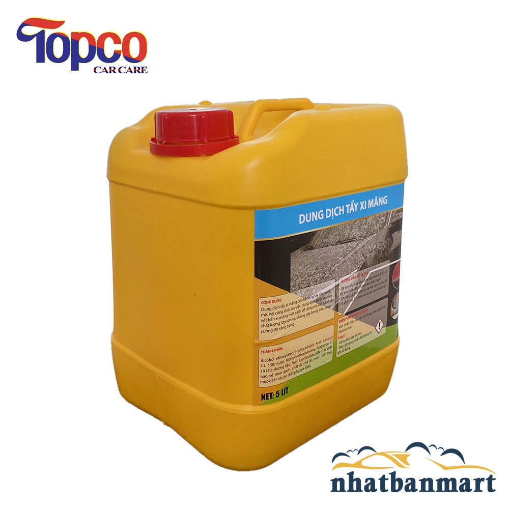 Hóa chất tẩy xi măng nền gạch, xe ô tô Topco dung dịch tẩy xi măng trên sắt, nền nhà 5 lít Nhật Bản Mart
