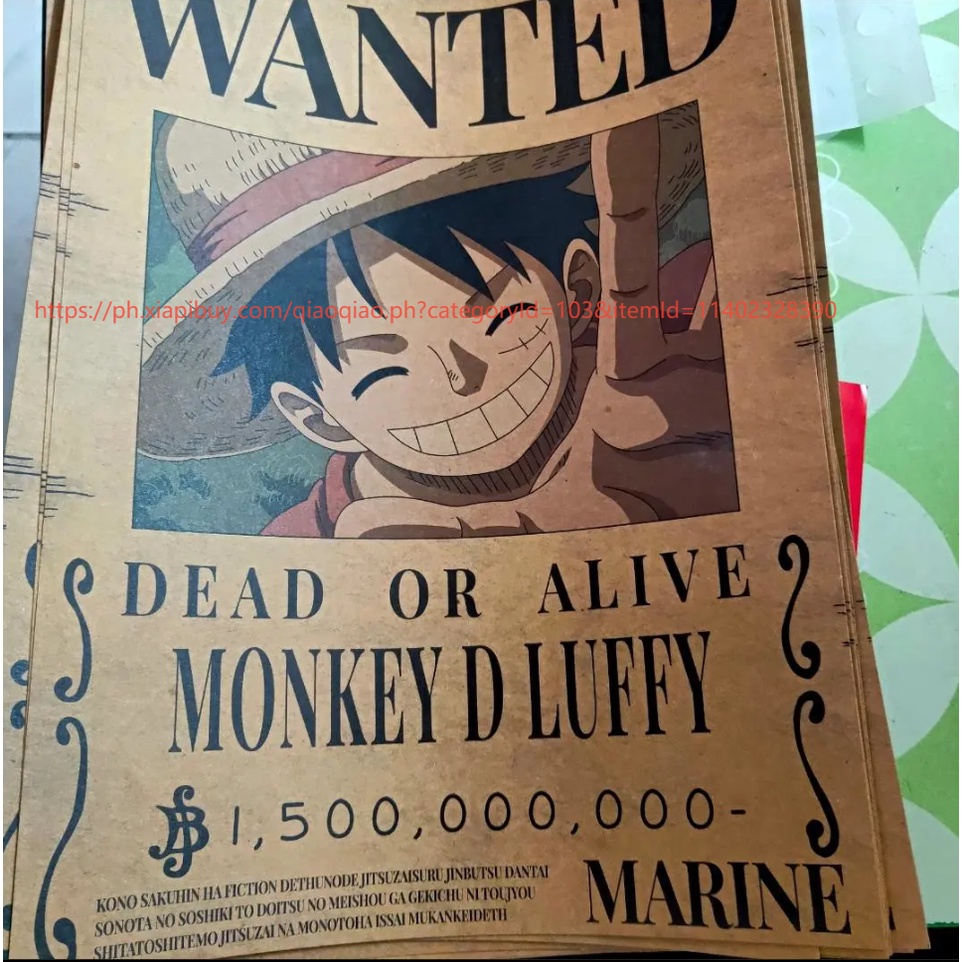 Nhãn dán tường hình One Piece Wanted nổi bật trang trí nội thất