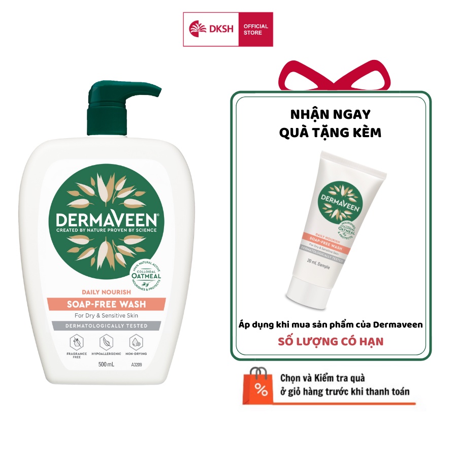 Sữa tắm không xà phòng DERMAVEEN  Soap- Free  Wash 500mL