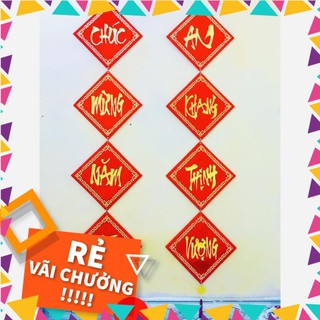 1 đôi khánh vuông, liễng trang trí tết cổ truyền chữ Việt Nam bọc vải nhung đẹp