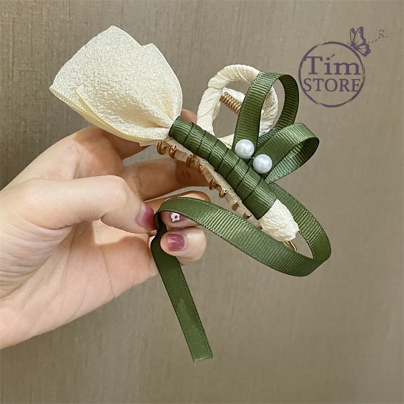 Kẹp tóc ruy băng handmade cao cấp TÍM STORE phong cách cô dâu vintage