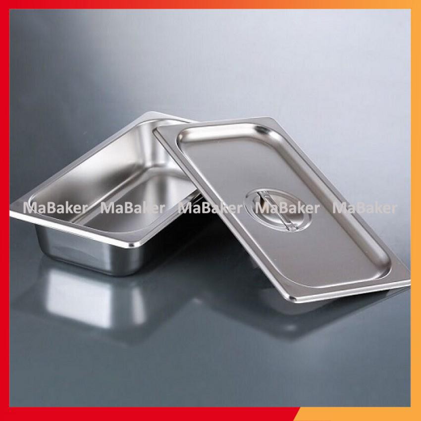 Khay đựng topping, nguyên liệu, thực phẩm bằng inox cao cấp có nắp các cỡ size 1/2, 1/3, 1/4, 1/6, 1/9 - MaBaker