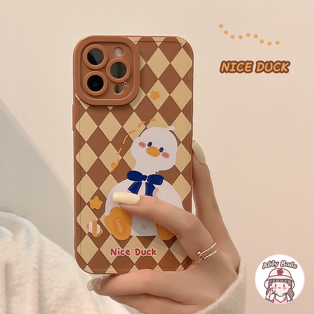 Ốp Điện Thoại TPU Mềm Mỏng Chống Sốc In Hình Vịt Thắt Nơ Hoạt Hình Màu Tương Phản Cho IP 13 12 11 Pro Max XR 8 7 Plus