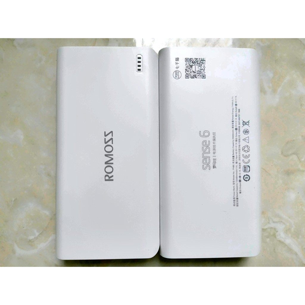 TDDT Sạc dự phòng Romoss SENSE 6 -20.000mAh (Trắng) - Bảo hành 1 đổi 1 | BigBuy360 - bigbuy360.vn
