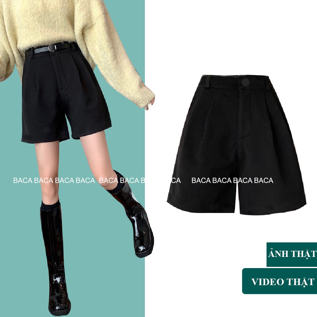 Quần Short Ngố Đen BACA kéo khóa Basic dễ phối đồ