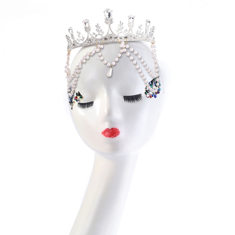 Băng Đô Hình Vương Miện Đính Đá Phong Cách Lolita Cho Cô Dâu