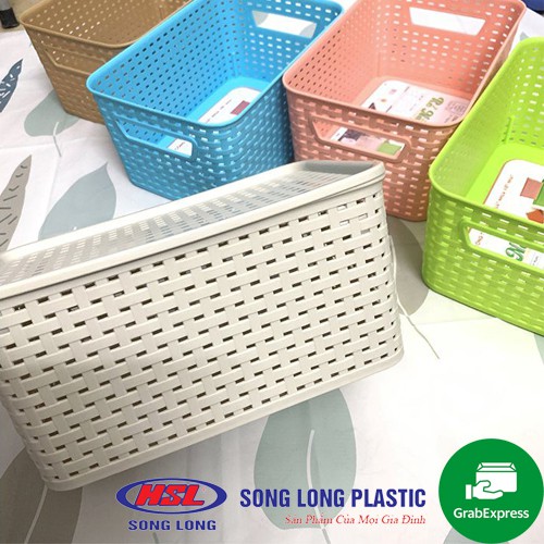 Giỏ nhựa đựng đồ có nắp Song Long Plastic đa năng tiện dụng, nhiều size( lớn:3388; trung:3387; bé:3386)