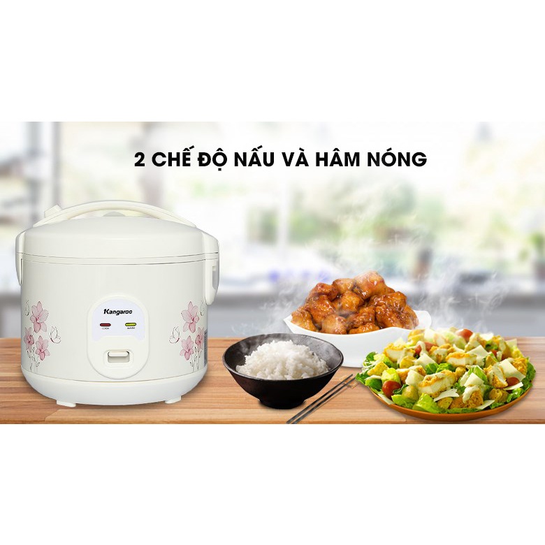 Nồi cơm điện nắp gài Kangaroo KG12RC1 1.2 lít-Chính hãng trưng bày-Số người ăn 2 - 4 người Công suất:  500W