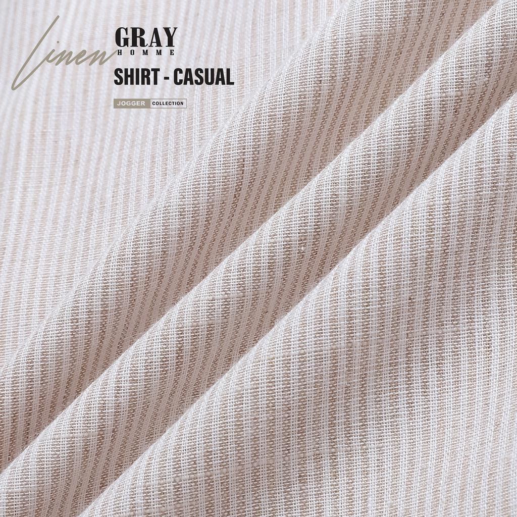 Áo Sơ Mi Nam Đũi Dài Tay GRSIMPLE Linen Kẻ Sọc Cá Tính Chất Vải Thoáng Mát