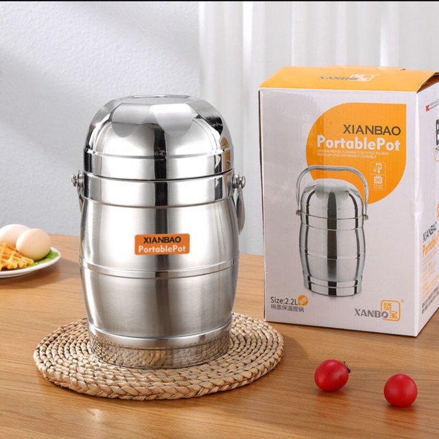 Cặp lồng Inox 304 1,6L XIANBAO Chính Hãng- cặp lồng giữ nhiệt siêu bền