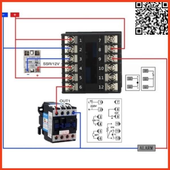 Đồng hồ nhiệt độ mã CH out relay và SSR điện áp 220VAC đủ kích thước điều chỉnh nhiệt độ từ 1-1300