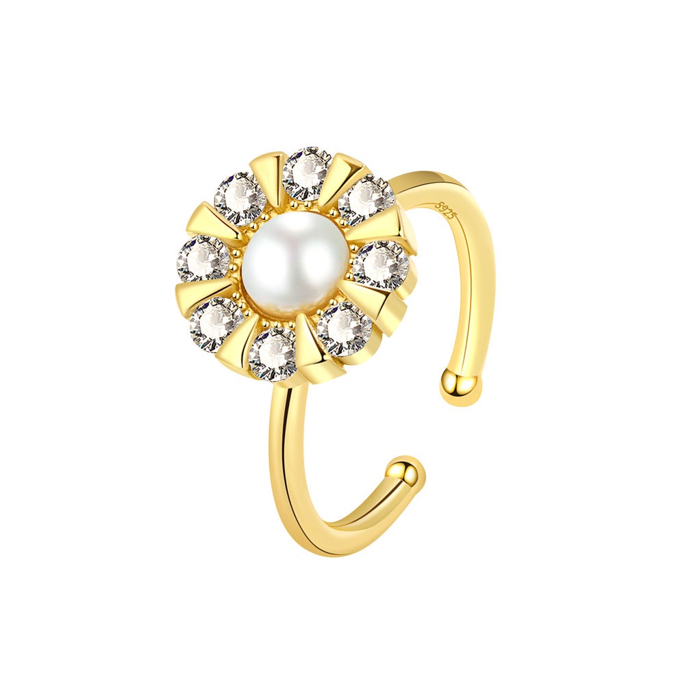 Nhẫn Xoay Hình Hoa Hướng Dương Đính Kim Cương Giả Có Thể Điều Chỉnh Kích