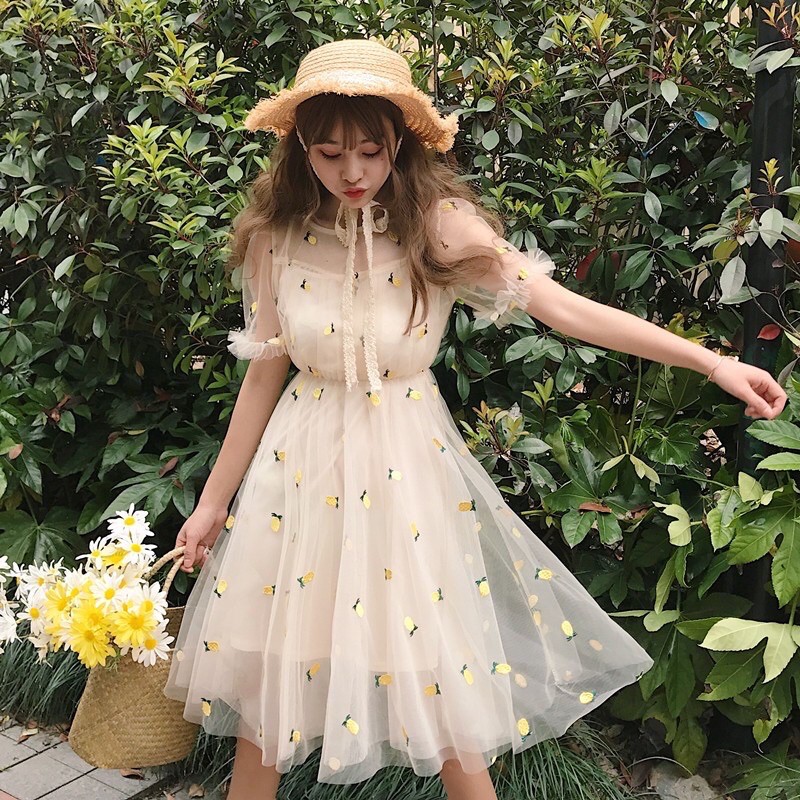 Đầm ulzzang lưới hình 🍍