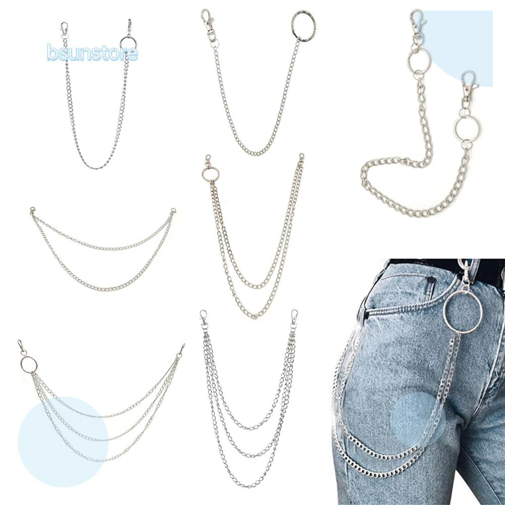 Dây xích kim loại một/hai/ba lớp đeo thắt lưng gắn chìa khóa/ví thời trang 10 kiểu tùy chọn phong cách punk rock