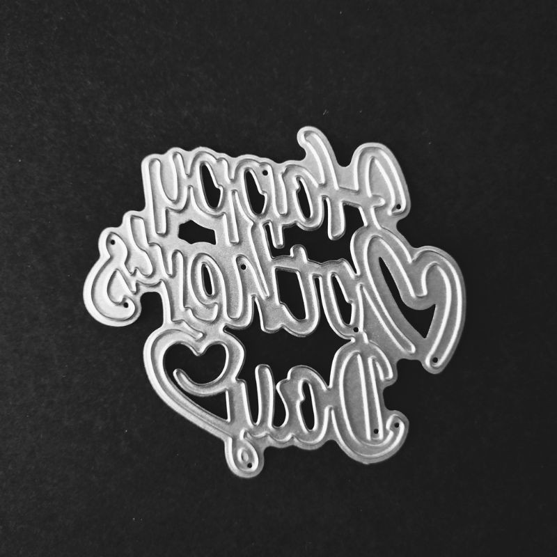 Khuôn Cắt Giấy Kim Loại Hình Trái Tim In Chữ Happy Mother