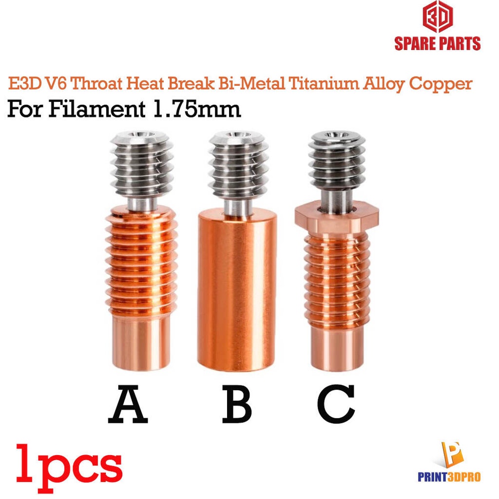 Bộ phận máy in 3D E3D V6 Họng đứt nhiệt Bi-Metal Hợp kim titan Đồng Họng cho 1.75mm Prusa i3 Hotend 