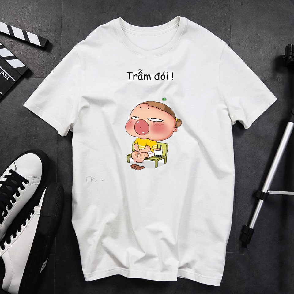 {FREE SHIP} Áo thun nam nữ tay ngắn, in logo quỳnh aka 'trẫm đói' unisex full size, sản phẩm LASTORE