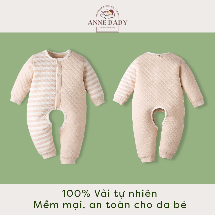 Bodysuit Cho Bé Sơ Sinh 0-2 Tuổi Cotton Organic, Bộ Body Dài Tay Cho Bé Trai Bé Gái Hữu Cơ Tự Nhiên, Áo Liền Quần Cho Bé