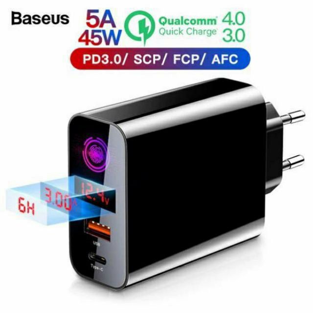 Củ sạc nhanh đa năng hẹn giờ tắt Baseus Speed PPS Smart Shutdown Charger 45W