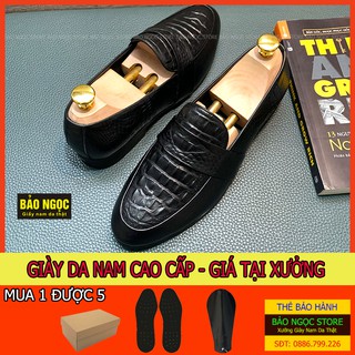 Giày lười nam công sở ✅ DA BÒ CAO CẤP-ĐẾ KHÂU CỰC BỀN ✅ Giày da nam dập vân cá sấu băng đục 🎁 BH nổ da 12 tháng 🎁 Mã K11