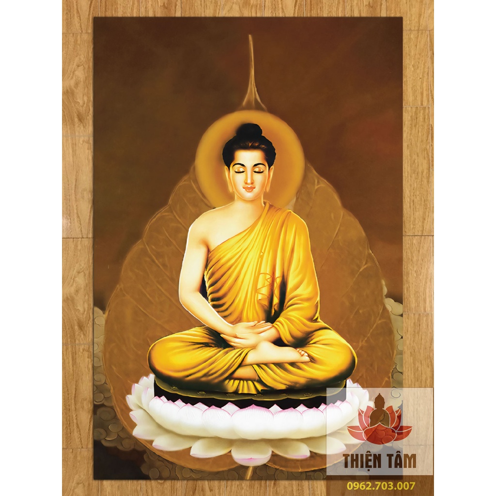 Tranh Phật Thích Ca  bằng vải phủ bóng cao cấp, dày dặn