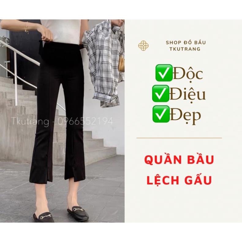 Quần bầu công sở ống loe xẻ gấu chất Umi co dãn 4 chiều