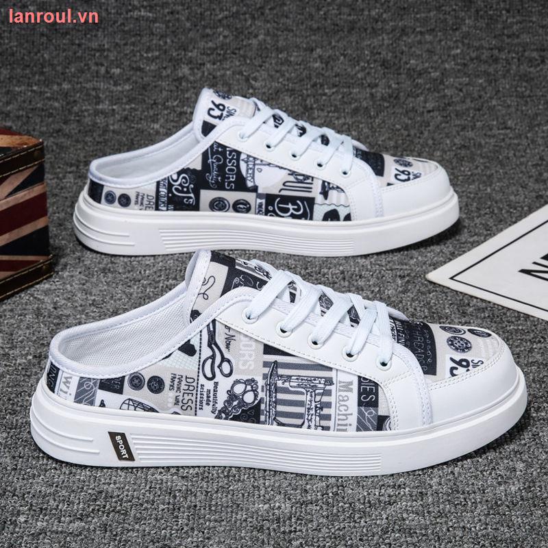 Giày lười hở gót bằng vải canvas thoáng khí kiểu dáng thời trang mùa hè cho nam