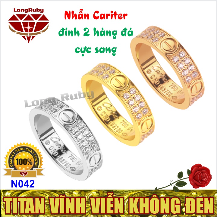 Nhẫn Nam Nữ Cực Sang - Nhẫn Thời Trang Đính 2 Hàng Đá - N042V