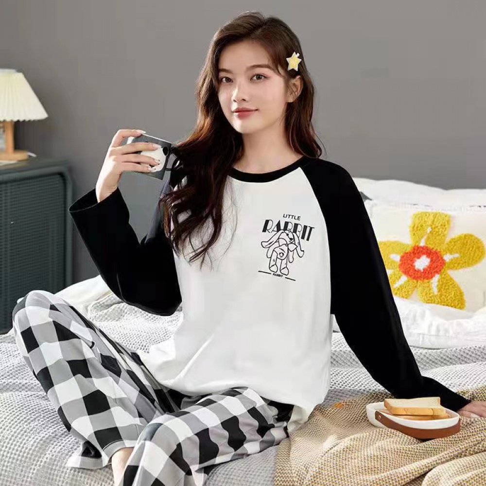 Bộ Đồ Ngủ Tay Dài In Họa Tiết Hoạt Hình Dễ Thương Thời Trang Mùa Hè Cho Nữ