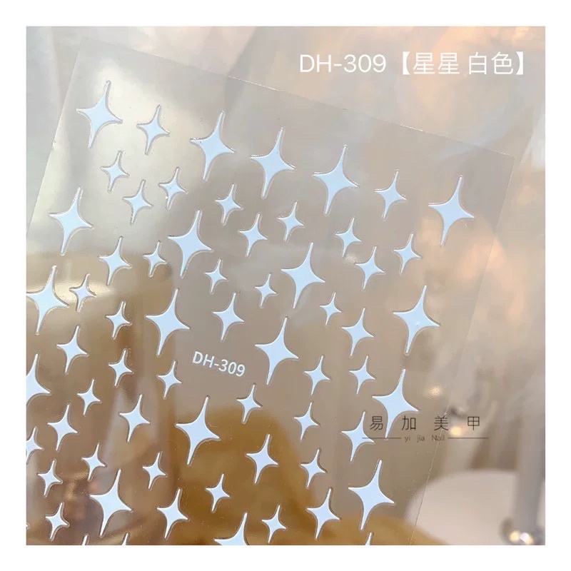 Sticker nail tia chớp, hình thoi, hình dán móng