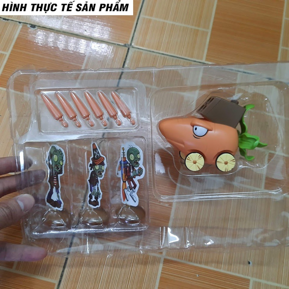 Mô hình đại chiến trái cây Plans and Zombine đồ chơi trẻ em mô hình xe cà rốt