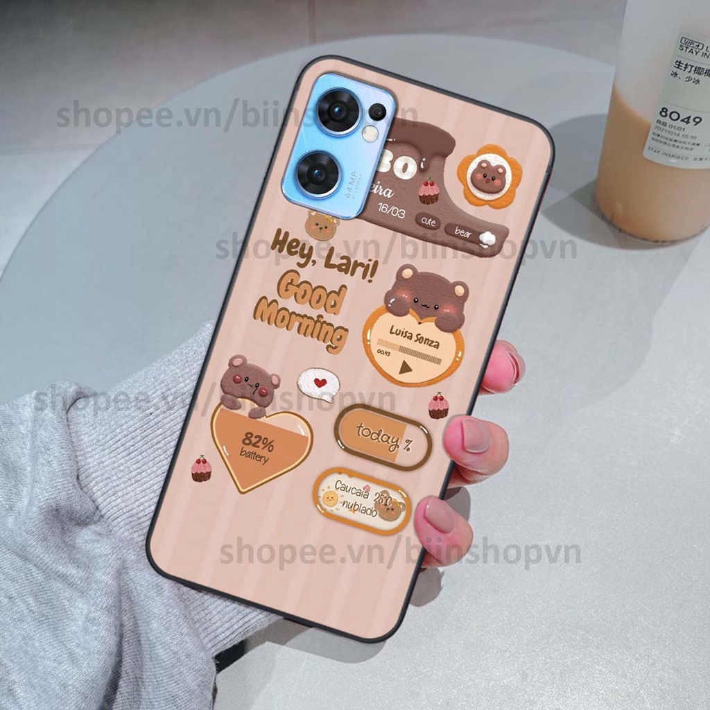 Ốp Oppo Reno7 / Reno7 Z 5G / Reno 7 in 3D icon gấu nổi siêu xinh, siêu đáng yêu, cá tính phong cách