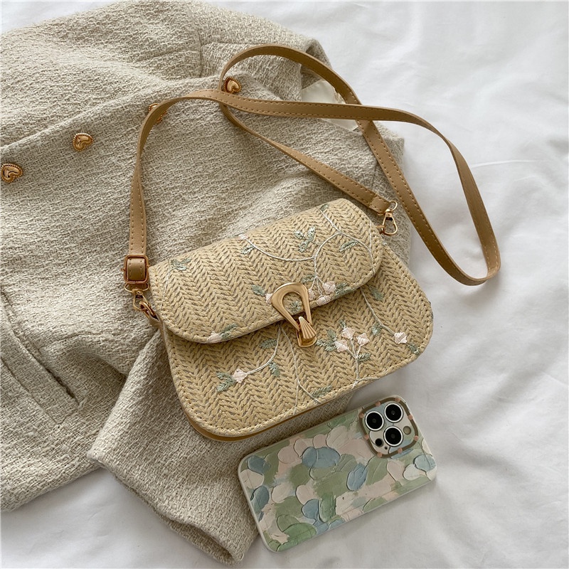 Túi Đeo Chéo Vai Đan Rơm Thời Trang Sành Điệu Dễ Phối Đồ Cho Nữ