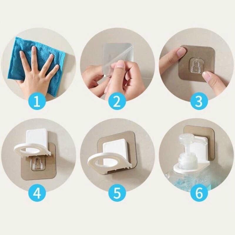 Móc treo chai dầu gội sữa tắm dán tường Chịu Lực thông minh / Giá Treo cổ chai nước rửa tay, xà phòng dán tường gạch men