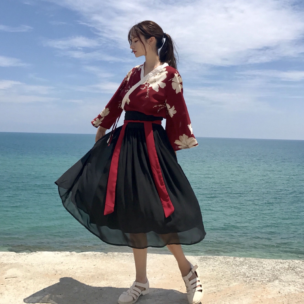 Chinese element jacket skirt daily Hanfu Republic of China students class service ancient style improved women's clothing costume Chinese style summer and autumn suit