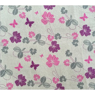 Vải bố, vải canvas mẫu vải hoa bướm tím hồng