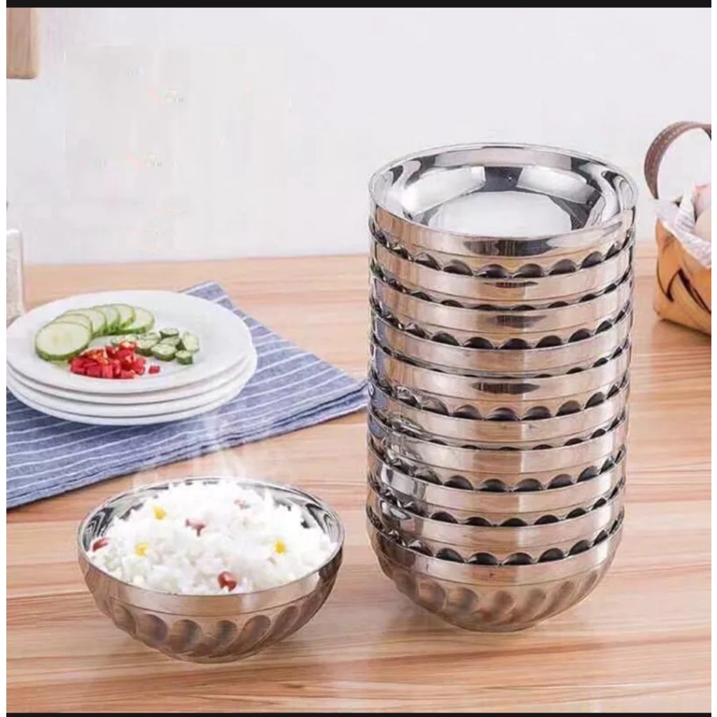 Chén Inox KHông Ten, Kiểu Gợn Sóng Chắc Chắn Chống Trơn Trượt