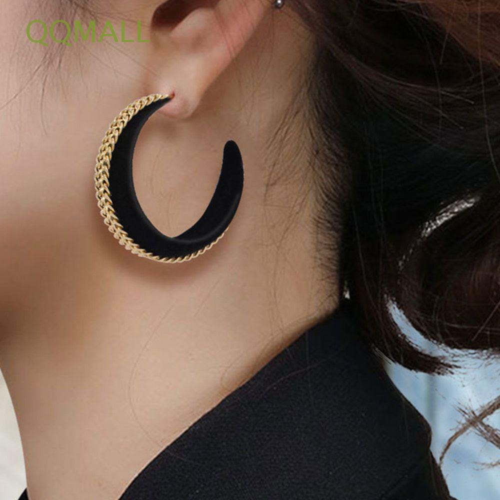 Bông tai hình chữ C bằng kim loại màu trơn phong cách Hàn Quốc thời trang dự tiệc cho nữ 925