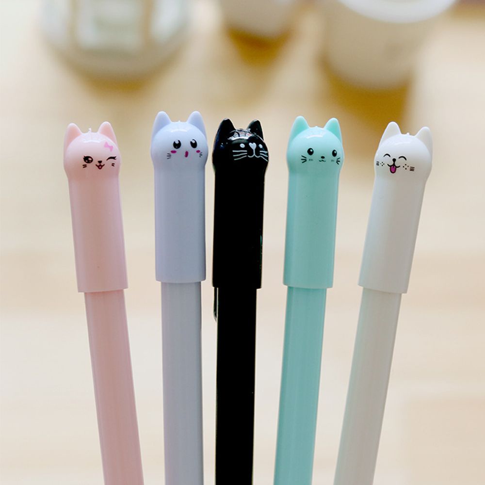 Bút Gel Mực Đen Ngòi 0.5mm Hình Mèo Hoạt Hình Dễ Thương Cho Trường Học/Văn Phòng