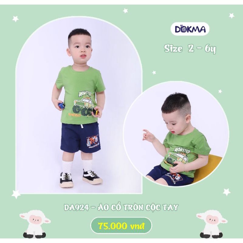 Áo cotton mềm mịn in hình ô tô cho bé trai  size kid 2y đến 6y dokma