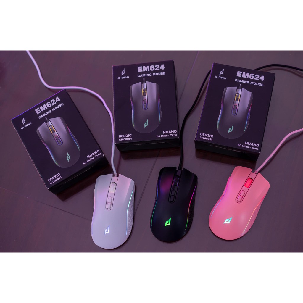 Chuột Gaming Chính hãng E-Dra EM624 RGB, Chuột chơi game, chuột máy tính có dây mua kèm bàn di chỉ 1k , BH 2 năm EM 624