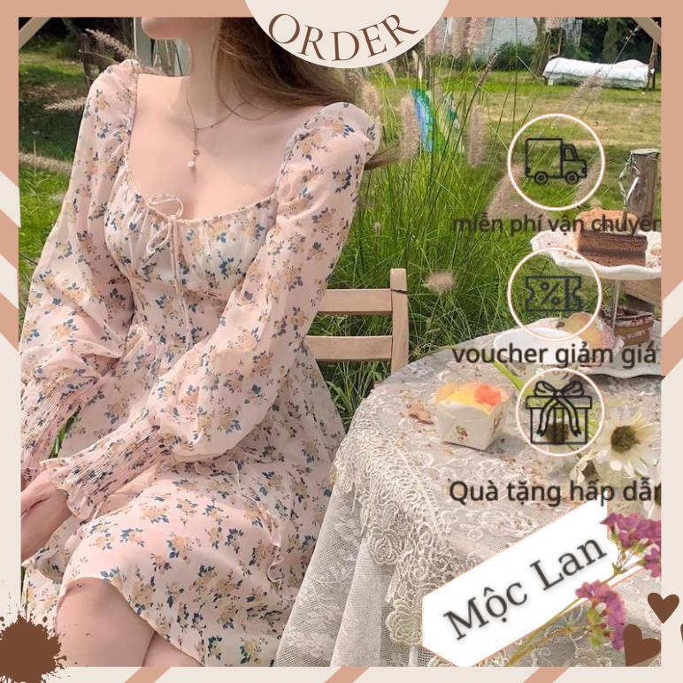 (MộcLan ORDER) Đầm xoè voan hoa nhí ulzzang tiểu thư công chúa xinh xắn/Váy bánh bèo trễ vai vintage retro - hàng chuẩn | BigBuy360 - bigbuy360.vn