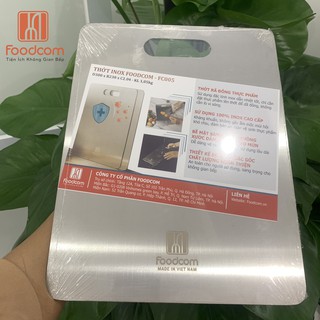 Thớt inox FOODCCOM - FC005 - rã đông nhanh, kháng khuẩn, chống ra mủn, chống ẩm mốc - Size 30x23cm