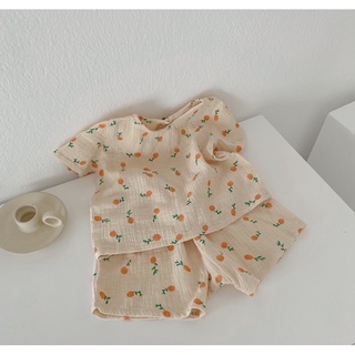 Set cộc tay quả quýt vải xô muslin